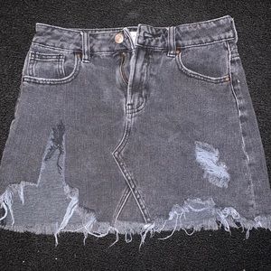 Black Distressed Mini Skirt